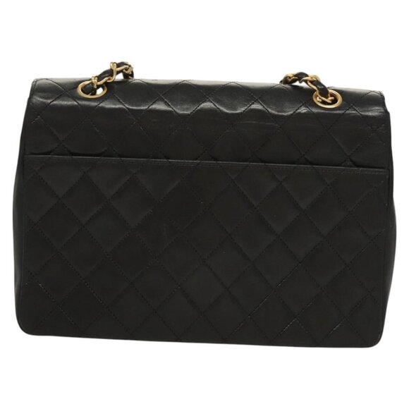 CHANEL Matelasse Chain Shoulder Bag Lamb Skin Black Gold CC Auth - Picture 3 of 16